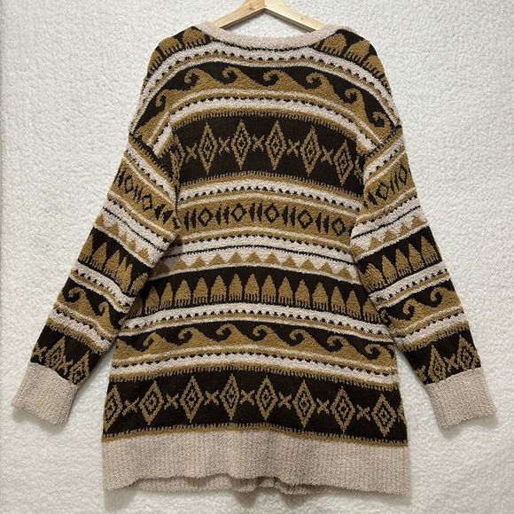 Frye Nordic Brown/Cream Button Front Sweater‎ Women's Size Large - Picture 2 of 12